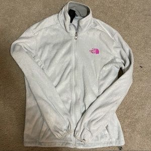 The north face gray fuzzy jacket